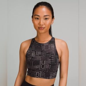 Lululemon Energy Bra, High Neck, Long Line,Sz. 6, Ombre Black,Multi print, NWT